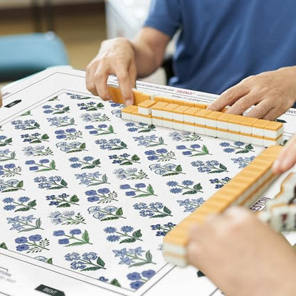 Tegeme Mahjong Mat Flower 31.5" X 31.5" Anti Slip Game Table Cover | Noise Reduction for Quiet Play, Chinoiserie Floral Design, Non Slip Backing Secures Mat, For Mah Jong Card Tile Games - size: 31.5" X 31.5", style: Flower