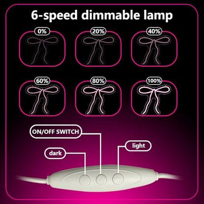 Bow Neon Sign, Pink Ribbon Bow Neon Signs for Wall Decor Pink LED Neon Light for Girl's Girly Room Bridal Shower Wedding Nursery Christmas Birthday Party Gift Dimmable USB Powered (10.2"*9.6") - style: Pink Bow