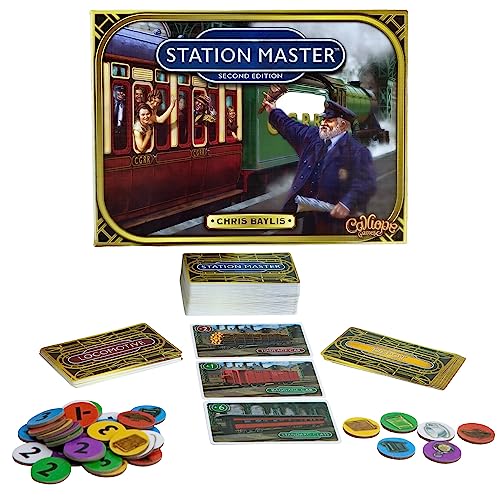 Calliope Station Master, Railroad Strategy Card Game, 2-6 Players | 30-50 Minutes, Place Railcars & Passengers, Action Cards, Second Edition, For Ages 8+