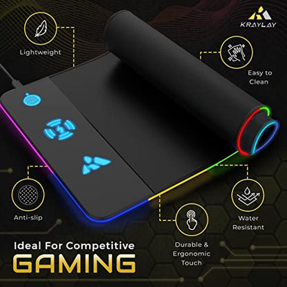 XXL RGB Gaming Mouse Pad with Wireless Charger, 11 Colors LED Mouse Mat with 15W Fast Charging, Non Slip Extended Big Mousepad, Black Mouse pad for Laptop, PC, Office Best