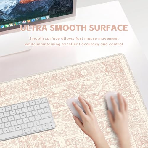Baziabbo Pink Desk Mat,XXL Extended Large Mouse Pad,Gaming Mousepad with Stitched Edge,Non-Slip Rubber Base Keyboard Desk Pad for Home Office Study Game (D-Pink) - color: D-pink