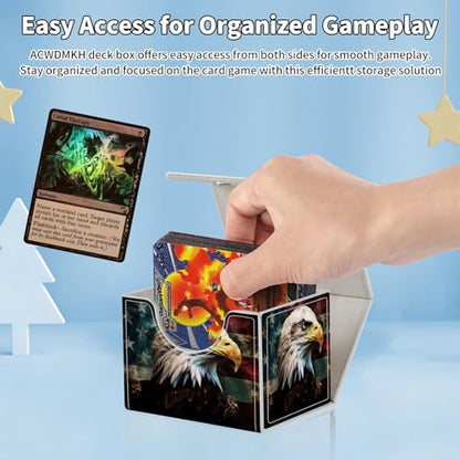 for MTG Commander Deck Box,Card Deck Box for Trading Yugioh MTG,Fits 100 Double Sleeved Cards,PU Leather Strong Magnet Case for Magic Commander TCG CCG,American Flag Eagle - color: American Flag Eagle