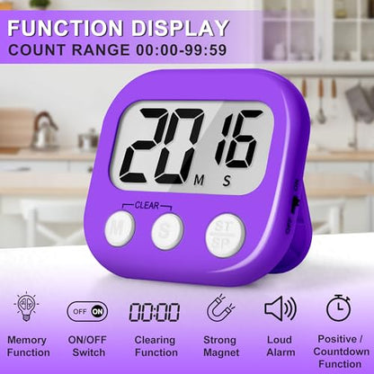 ZILLEEN Classroom Timer for Kids Teachers 2 Pack Digital Timers, Purple & Yellow - color: Purple & Yellow