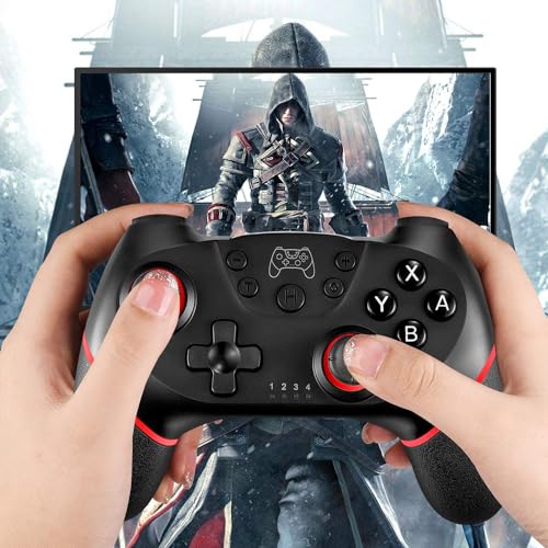 ASTARRY Switch Controller Wireless Switch Pro Controller Compatible with Switch/Switch Lite/Switch OLED Programmable Remote Gamepad Joystick with Wake-up and Turbo (Red) - color: Red