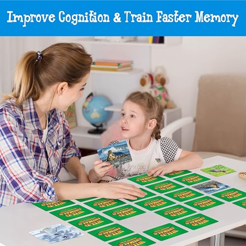 Hebayy Wild Animal Matching Game, 80 PCS Realistic Animal Memory Matching Cards for Toddlers 40 Pairs Real Animal Memory Cards Educational Toys for Preschool Boys & Girls 4 5 6 Years Old - style: Animal