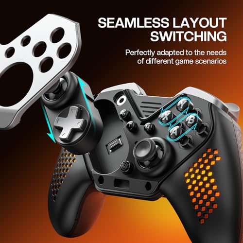 NYXI Flexi Wireless PC Gaming Controller, 1000Hz Polling Rate Hall Effect Joystick, Interchangeable D-pad&Left Joystick, 4 Mppable Buttons, Adjustable Turbo/Vibration for PC/Switch/iOS/Android | 1000Hz Polling Rate, Hall Effect Joystick, Interchangeable D