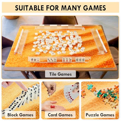 31.5" Crease-Free Mahjong Mat Non-Slip Noise-Reducing Game Table Cover | Golden Sand, Rubber Gaming Mat with Carrying Bag for American Mahjong Poker Board Games Dominoes - color: Golden Sand