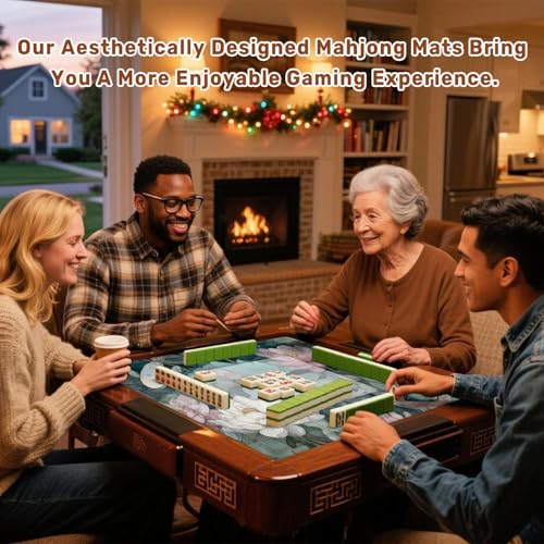 Mahjong Mat 31.5" x 31.5" Tranquil Pond Watercolor Art Lotus Flowers Vibrant Fish Non-Slip Noise Reduction Mahjong Tiles Table Cover for Dominoes Poker Card Board and Tile Games - color: Color7