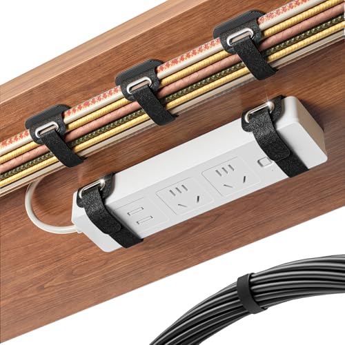 Cable Management Under Desk, 【All Power Strip Compatible】 Enhanced Grip Cord Organizer for Large Cable Bundle, Reusable Wire Clips Hider with Tight and Lock Design, Home Office Essentials,8 Pair