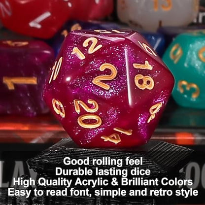 QMay DND Dice Set 10x7 (70 Pieces) Polyhedral Dice for Dungeons and Dragons D&D RPG MTG Role Playing Games with 1 Drawstring Bag - color: 10 Sets-70pcs