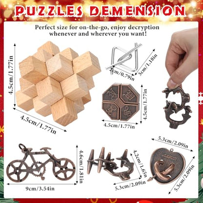 Seenelling 30 Pcs Brain Teaser Puzzles Wooden and Metal Cast 3D Unlock Interlocking Puzzles Gift IQ Educational Smart Puzzle Toys for Teens Adult Puzzles