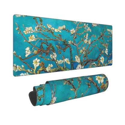 Almond Blossom Gaming Mouse Pad Extended Large Mouse Mat 31.5 X 11.8 Inch Nonslip Rubber Base Long Desk Pad Stitched Edges Mousepad Mice Pad for Office Home Game - color: Almond Blossom