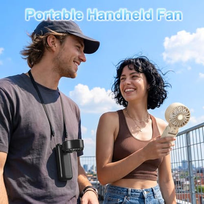 Pro Portable Handheld Fan with Ice Cooling, 5.5m/s High Speed Rechargeable Fan, Independent Switch, 135° Adjustable, 5-Speed, LED Display, Neck Personal for Travel Essentials, Concerts, Sports Events - color: Dark Black