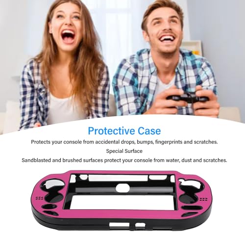 Game Console Metal Case, Premium Aluminum Alloy Protective Hard Shell with Sandblasted Finish for PSV 1000 Light Red - color: Light Red