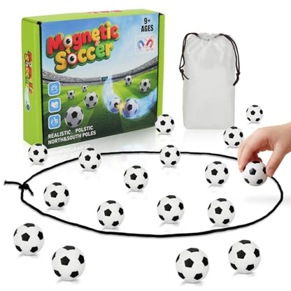 Soccer Magnetic Game with String & 20 Football-Shaped Stones – Fun Puzzle Strategy Games for Family Game Night, Party, Travel & Camping – 2 Player Games for Kids & Adults