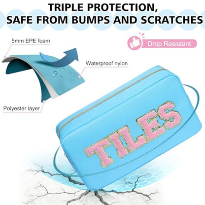Mahjong Tile Bag Mahjong Bag with Zipper Travel Mahjong Carrying Case Storage Pouch Gifts for Mahjong Lovers Accessories - color: Blue-tiles