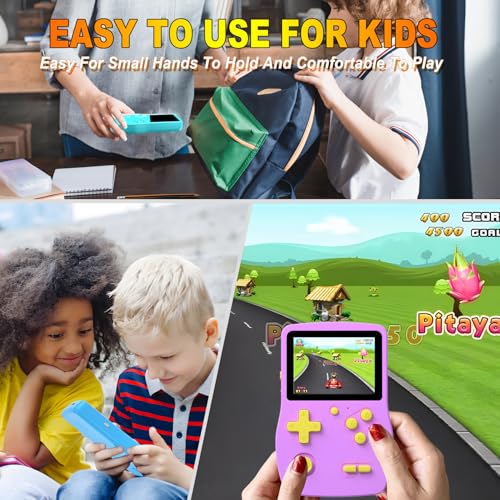 32 Bit Handheld Games for Kids Preloaded 139 Retro Video Games, Purple | Portable Video Gaming Player with 3.0" IPS Screen Rechargeable Battery,Mini Travel Games Electronic Gifts Toys for Boys Girls - color: Purple