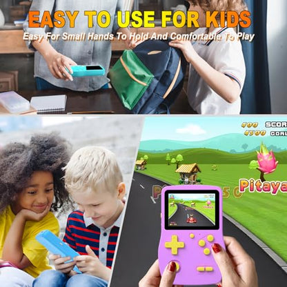 32 Bit Handheld Games for Kids Preloaded 139 Retro Video Games, Purple | Portable Video Gaming Player with 3.0" IPS Screen Rechargeable Battery,Mini Travel Games Electronic Gifts Toys for Boys Girls - color: Purple