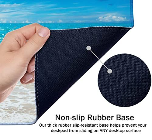 SSOIU Gaming Mouse Pad, Extended Mouse Pad, 35.5x15.7inch XXL Large Big Computer Keyboard Mouse Mat Desk Pad with Non-Slip Base and Stitched Edge for Home Office Gaming Work, Beaches Sunny Day - color: Beaches Sunny Day