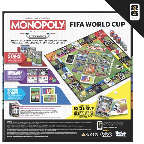 Monopoly Panini Prizm: FIFA World Cup Game I Soccer Board Game with Monopoly Panini Prizm FIFA World Cup 2026 Trading Cards I Ages 8+ - style: Monopoly Panini Board Game