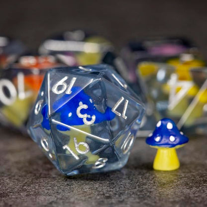 Sage's Portal Familiars and Reagents Resin DND Dice Set Polyhedral Dice Set for Dungeons and Dragons RPG Tabletop TTRPG (Rainbow Magic Shrooms) - color: Rainbow Magic Shrooms