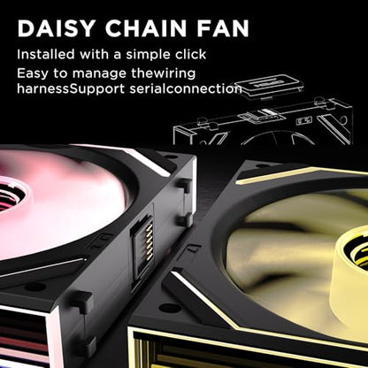 Interstellar V2 120mm Case Fan Infinity Mirror Module Daisy-Chain ARGB Fan Triple Pack with Controller Suitable for Computer Case & 360mm AIO Cooler(Black-3pack) - color: V2 Black Forward-3Pack