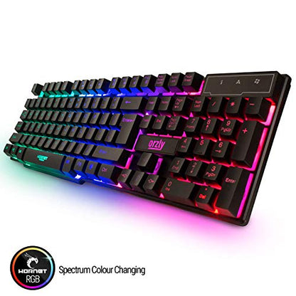 Gaming Keyboard and Mouse and Mouse pad and Gaming Headset, Wired LED RGB Backlight Bundle for PC Gamers and Xbox and PS4 Users - 4 in 1 Edition Hornet RX-250 - color: Black