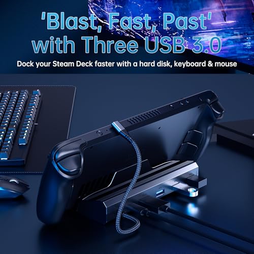 Docking Station for Steam Deck/ROG Ally/Legion Go, The 6 in 1 Steam Deck Dock. 1000Mbps Ethernet, 3.0 PD 100W Fast Charging, HDMI 2.0 4K@60Hz and 3 USB 3.0 Port Steam Deck OLED Dock.