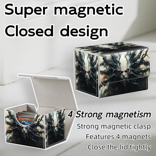 Trading Card Storage Box, Holds 100+ for MTG Cards, PU Leather with Magnetic Closure, Shadow Wraith with Glowing Red Eyes Durable Deck Box for Magic the Gathering, Trading Card Games - color: Shadow Wraith with Glowing Red Eyes
