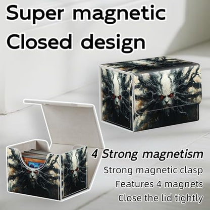 Trading Card Storage Box, Holds 100+ for MTG Cards, PU Leather with Magnetic Closure, Shadow Wraith with Glowing Red Eyes Durable Deck Box for Magic the Gathering, Trading Card Games - color: Shadow Wraith with Glowing Red Eyes