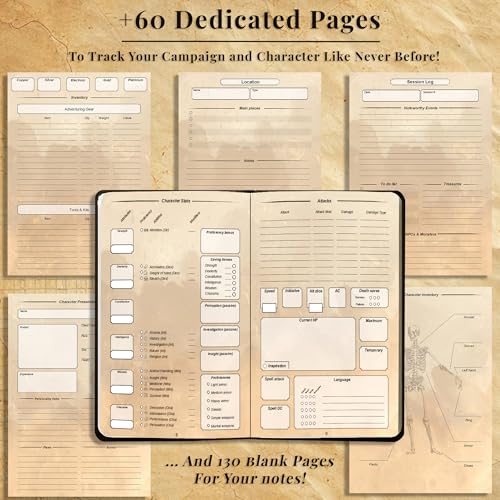 First Reign DnD Journal | Character Sheet, Campaign Tracker | 150+ Stickers | 200-page D&D notebook with 3D dragon embossed hardcover | Adventure log, DnD gifts, accessories & items for players and DMs
