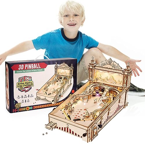 ROBOTIME Pinball Machince EG01 - Wooden Puzzles for Adults Miniature Pinball 3D Puzzle