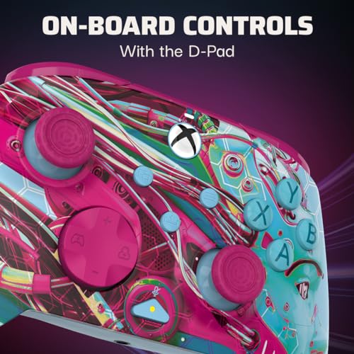 PDP Gaming REMATCH GLOW Enhanced Wired Gaming Controller: Licensed Glow in the Dark Gamepad for Xbox Series X|S, Xbox One, Windows PC, Mappable Back Buttons, Advanced Customizable App: Android Dreams - color: Android Dreams (Glow in the Dark), style: Cont