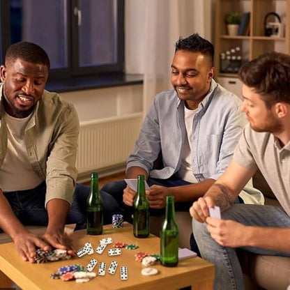Dominos Set for Adults with Wood Box - Tile Dot Dominoes Games Set ，Classic Dominoes Set, 28 Tiles, Natural Wood and Ivory, Wooden Box Storage, Dominos Set for Adults