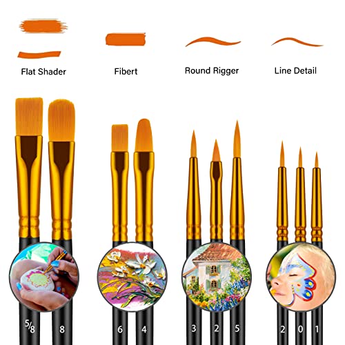 Paint Brushes Set, 30 Pcs Paint Brushes for Acrylic Painting, Oil Watercolor Acrylic Paint Brush, Artist Paintbrushes for Body Face Rock Canvas, Adult Drawing Arts Crafts Supplies, Black - color: Black