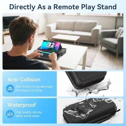 Carrying Case Compatible with Nintendo Switch 2 & Original & OLED Version, Custom Spot for Joy-con & AC Adapter, Portable Travel Nintendo Switch 2 Accessories Carrying Case Bag for 20 Games Cards