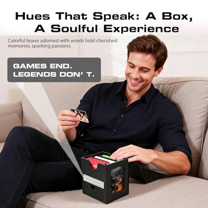 Patented MTG Commander DekBox, 100+ Double Sleeved Card Storage Box with Dice Tray, 35pt Card Holder & 2 Dividers - Magnetic Deck Case for TCG/CCG/Magic/Sports Cards, Black - color: Black
