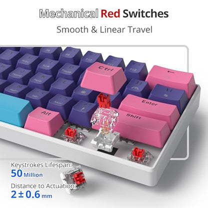 Fogruaden Wired 60% Percent Mechanical Keyboard, RGB Gaming Keyboard 60 Percent, Ultra-Compact 60 Percent Purple Keyboard for Win/Mac PC Gamer, Easy to Carry on Trip (Purple, Red Switch) - color: Purple/Red Switch