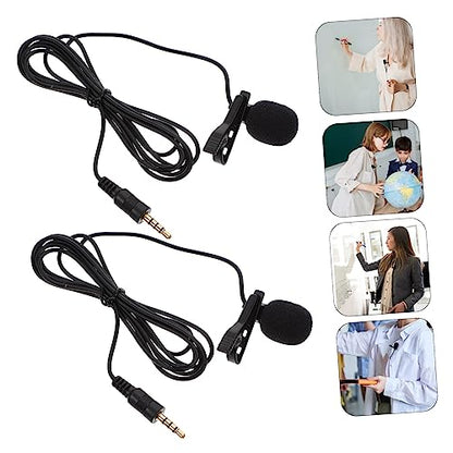 Abaodam 2pcs Wireless Lapel Microphone Clip Mic for USB Gaming Microphone Noise Reduction