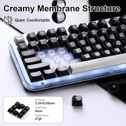 K98 Pro Wireless Keyboard,Tri-Mode Silent Bluetooth Keyboard | Membrane Keyboard TFT Screen, Volume Knob & Number Pad, RGB Backlit Creamy Mechanical Feel Keyboard for PC Game/Office(Black) - color: Black