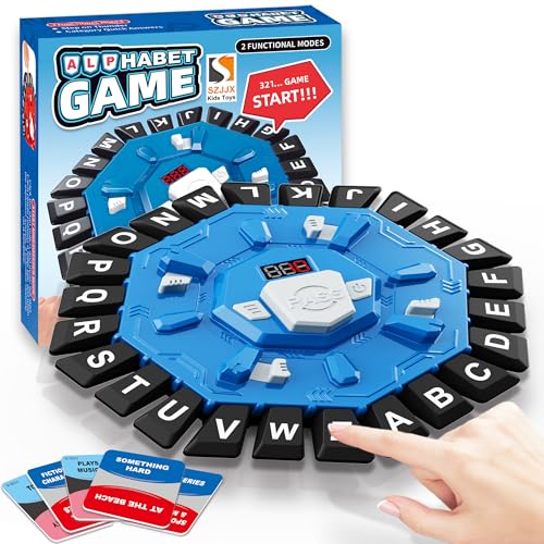 Word Game Family Board Games for Kids & Adults with 2 Modes,220 Topic Categories 24 Letters Pressing Games,Fun Fast-Paced Learning Game with English Pronunciation for Boys Girls Age 3+,35 Cards,Blue - color: Blue