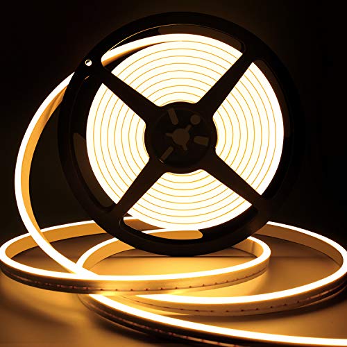 Lamomo LED Neon Lights, 12V Warm White Dimmable LED Strip Lights, 16.4ft/5m Waterproof LED Neon Rope Lights, Silicone 3000K Neon LED Strip for Bedroom Indoor Home Decor (Power Adapter Included) - color: Warm White, size: 16.4FT
