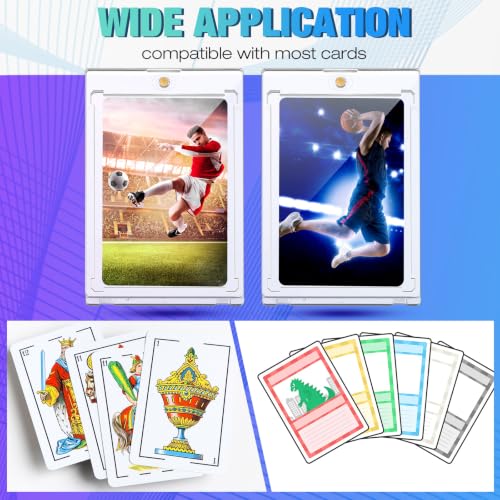 SATINIOR 100 Pcs 55 Pt Ultra-Thin Magnetic Card Holder, Holder Case Clear Protectors for Thick Baseball Football Hockey Cards - size: 55 Pt Ultra-thin