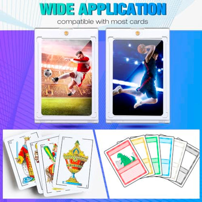 SATINIOR 100 Pcs 55 Pt Ultra-Thin Magnetic Card Holder, Holder Case Clear Protectors for Thick Baseball Football Hockey Cards - size: 55 Pt Ultra-thin