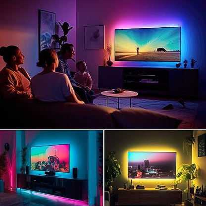 maylit 16.4 Ft ICRGB TV LED Backlight for 65-75 Inch Tvs | APP Control, Remote Control, Music Sync, USB Powered Bias Lighting for Gaming, Bedrooms and Home Theaters - size: 16.4FT for 65''-75'' TV