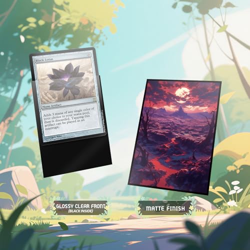 MTG Card Sleeves - Badland(Black Red) - Fantasy Dual Lands Series - Ultra Clear Front & Matte Finish Back, 100 Count Standard Size TCG Art Sleeves for Magic The Gathering - color: Badland(black Red)