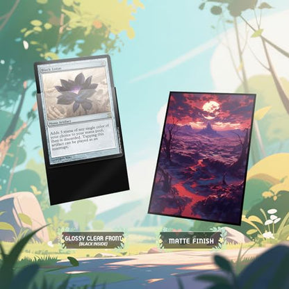 MTG Card Sleeves - Badland(Black Red) - Fantasy Dual Lands Series - Ultra Clear Front & Matte Finish Back, 100 Count Standard Size TCG Art Sleeves for Magic The Gathering - color: Badland(black Red)