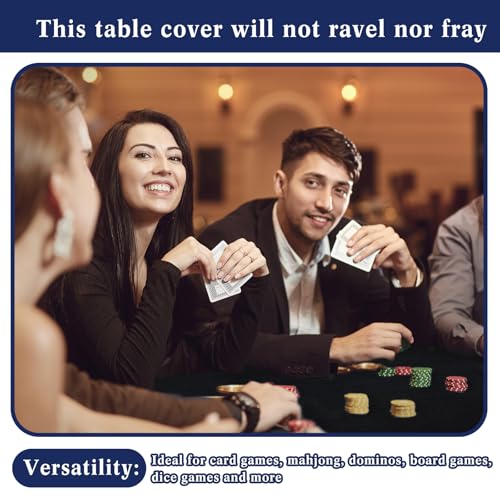 Frienda Game Table Cover Felt Game Tablecover Folding Tablecloth for Card for Playing Poker Cards Mahjong Puzzles Board Games, Table Not Included (Black,34 x 34 x 4 Inch)