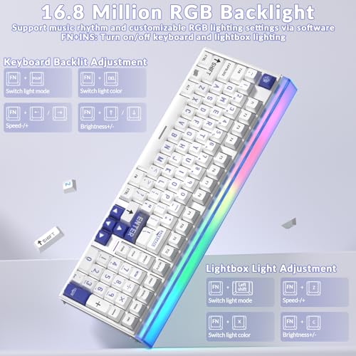 Aula Hero 99 Wired Gaming Keyboard, Hall Effect Switch with Rapid Trigger | Magnetic Switch Keyboard with Number Pad, 101Keys Hot Swap,Web Driver RGB Backlit Mechanical Keyboard for Office PC Gamer - color: White Blue