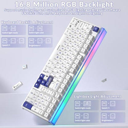 Aula Hero 99 Wired Gaming Keyboard, Hall Effect Switch with Rapid Trigger | Magnetic Switch Keyboard with Number Pad, 101Keys Hot Swap,Web Driver RGB Backlit Mechanical Keyboard for Office PC Gamer - color: White Blue